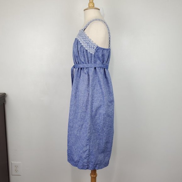 Isabel Linen Blend Sleeveless Belted Summer Maternity Dress Embroidery Size L - Picture 6 of 14